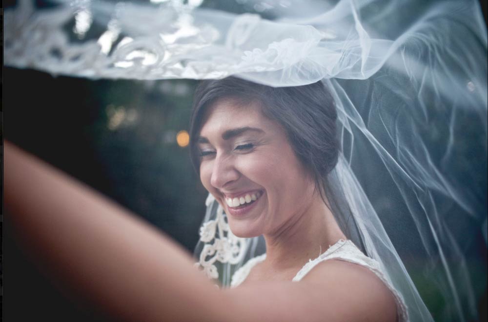 A Picture of Videographer Megan Pappalardo on Her Wedding Day