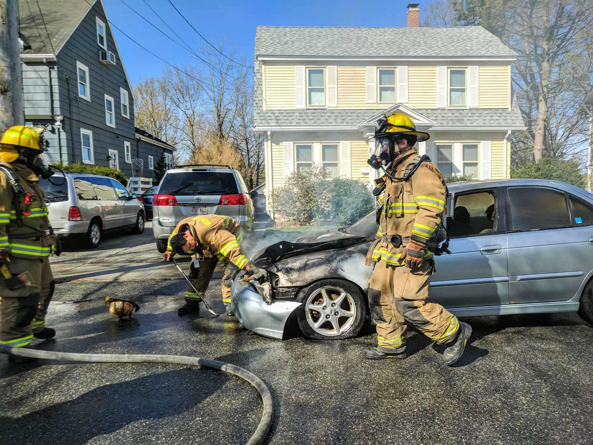 WFD Firefighters operating at a car fire