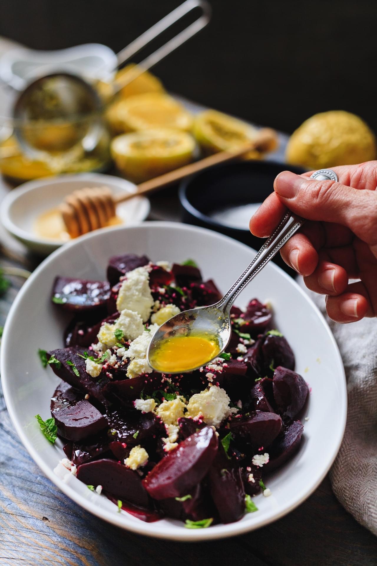 Beet salad with passionfruit dressing