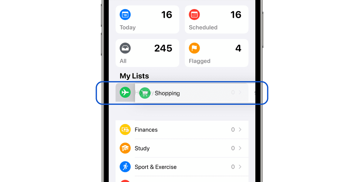Drag one reminder list over another