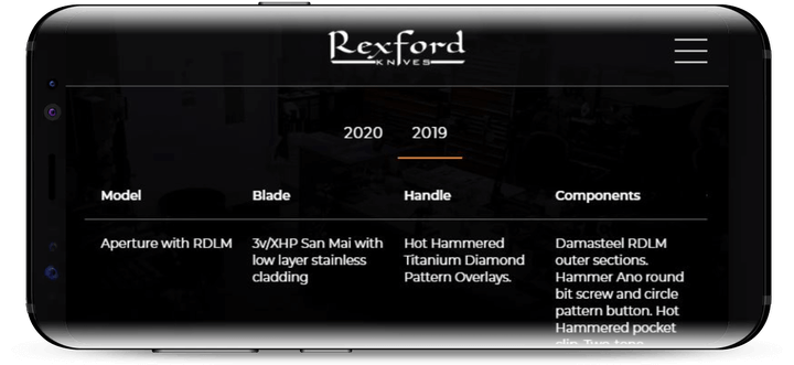 rexford knives mobile history table