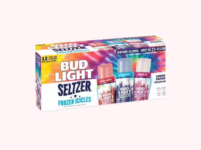 A 12 pack of multi-flavored Frozen Icicles from Bud Light.