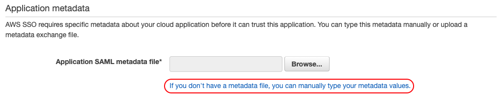 Application SAML metadata file
