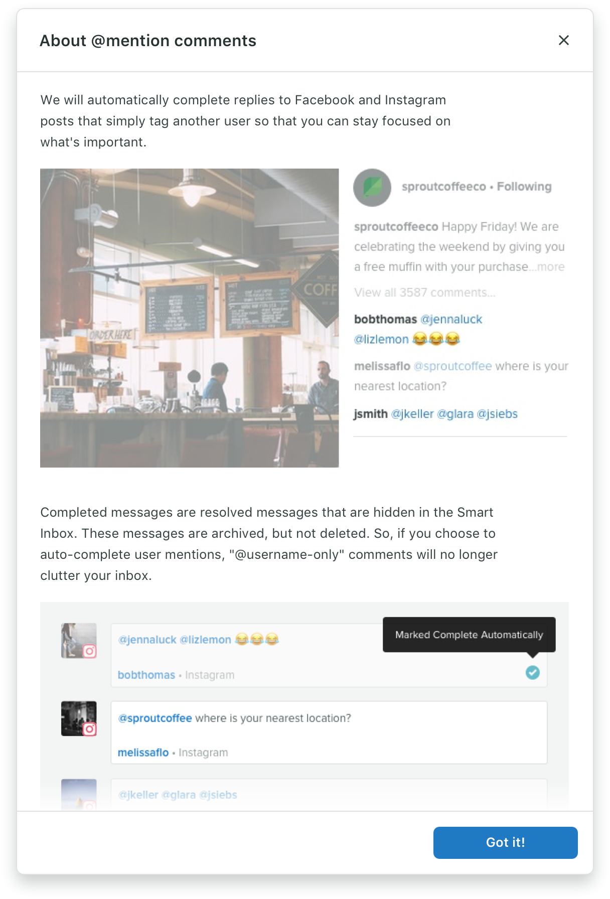 Modal with productive content