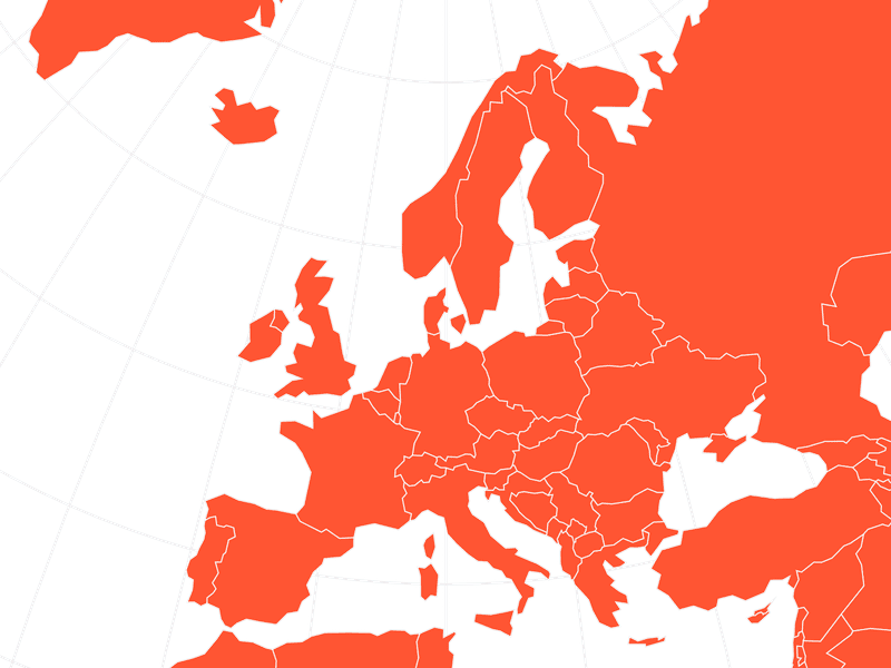 Europe map with graticule