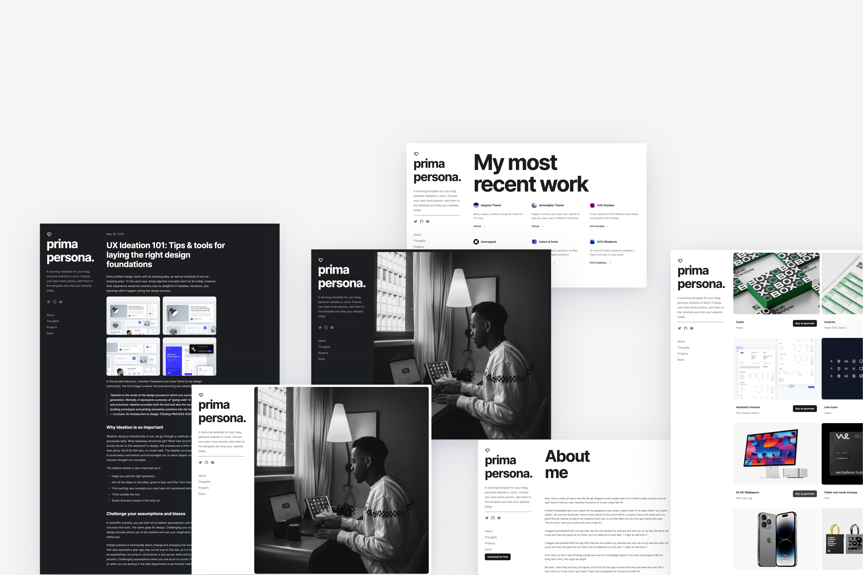 A stunning template for your blog, personal website or store in light and dark mode.