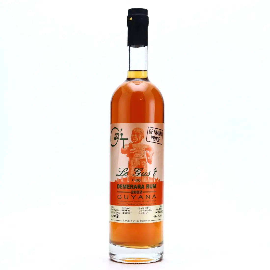 Image of the front of the bottle of the rum Demerara Rum Cuffy Optimum Proof