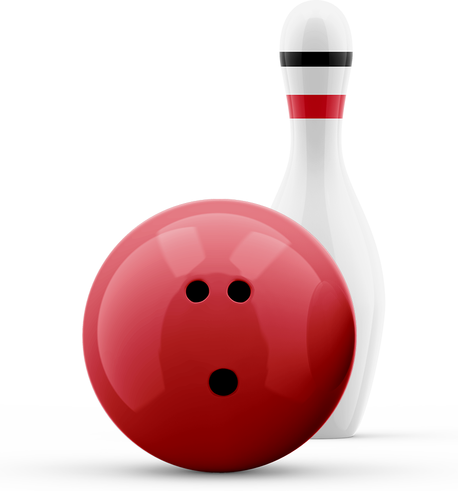 3D rendering of bowling ball and pin