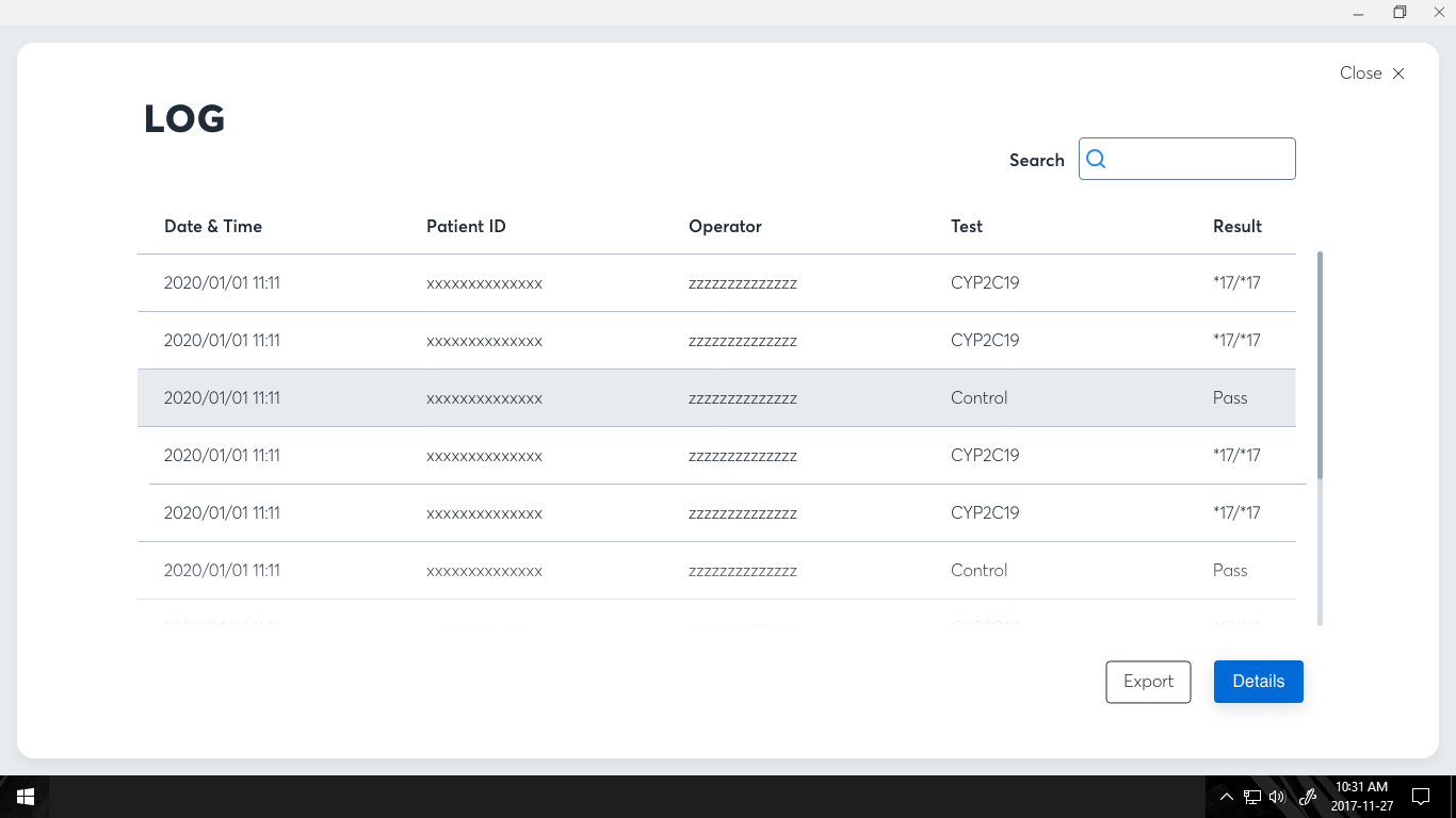 Result log populated with results