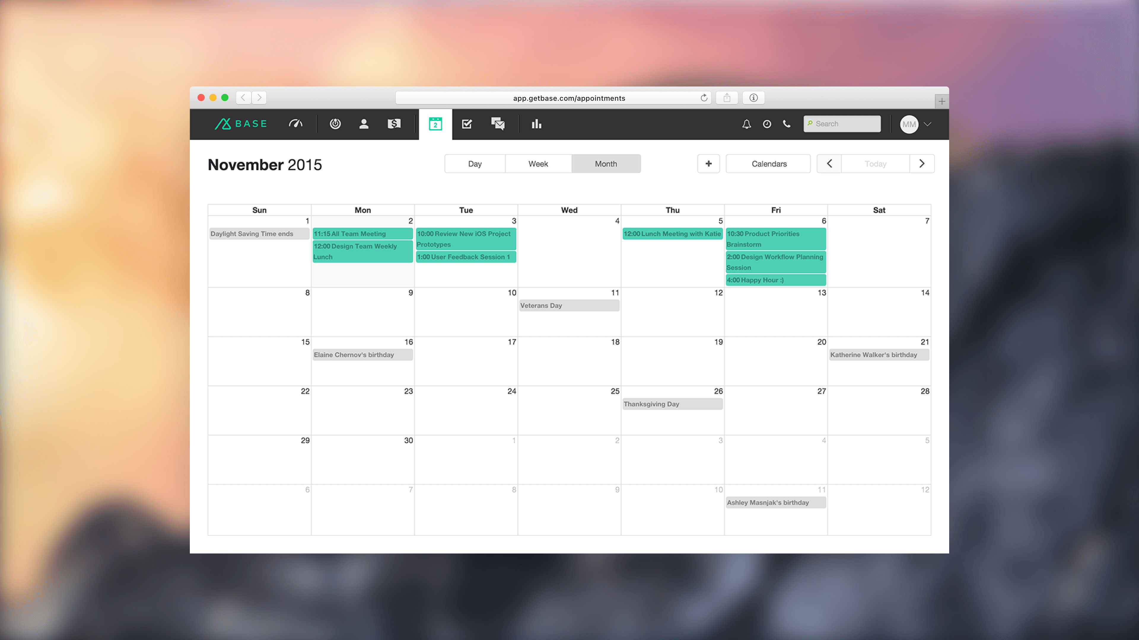 Base CRM - Appointments - Month View