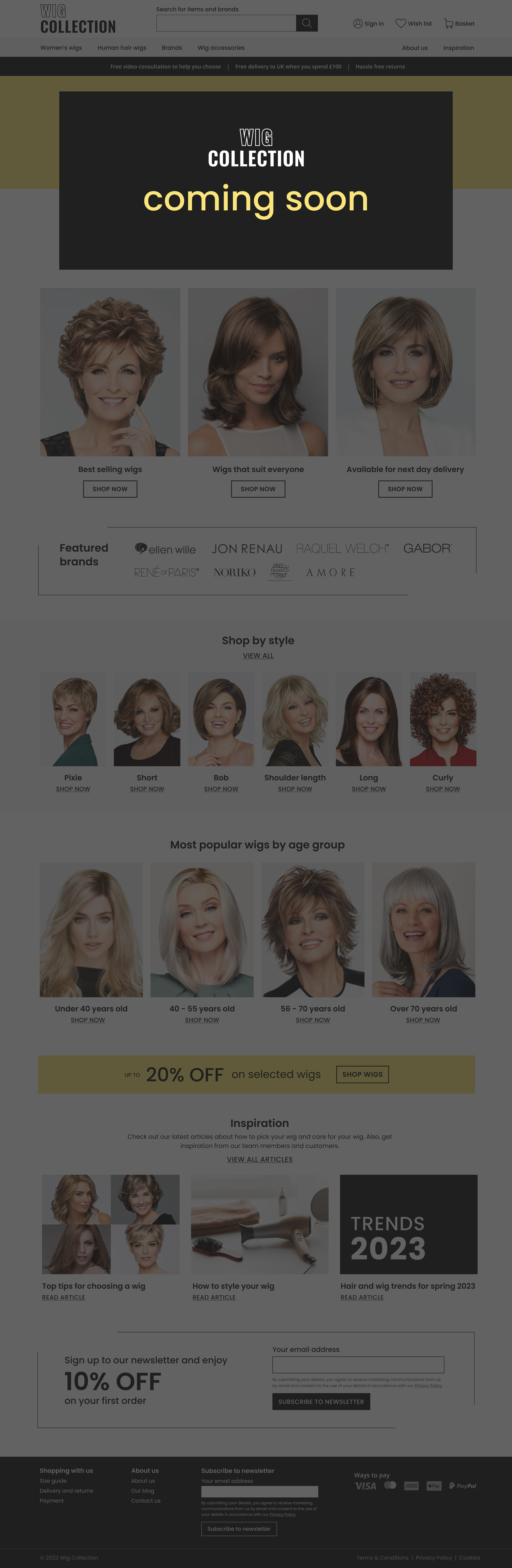 Wig Collection e-commerce site coming soon