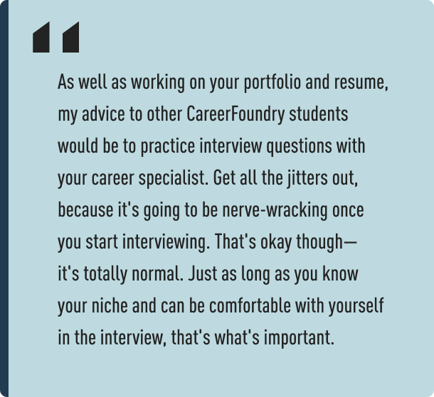 A quote from Norman about his career change journey