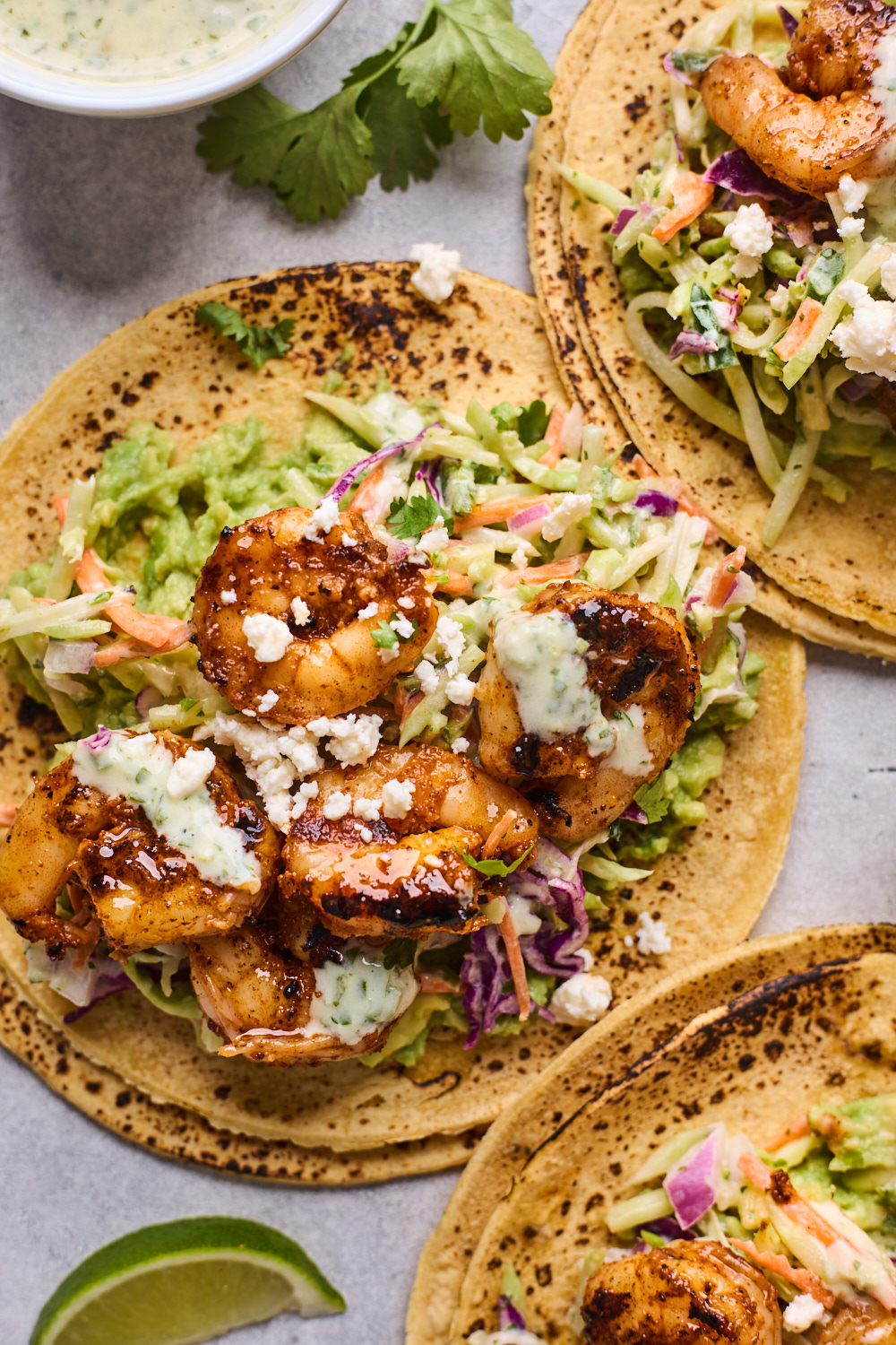 Grilled Shrimp Tacos With Cilantro Lime Slaw