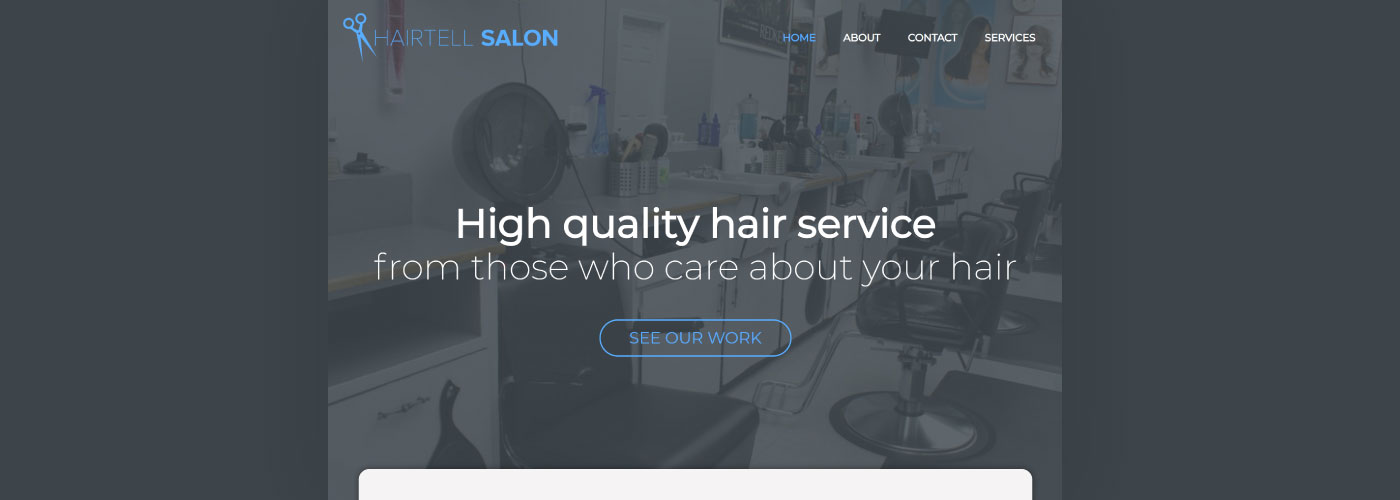 hairtell salon website landing page