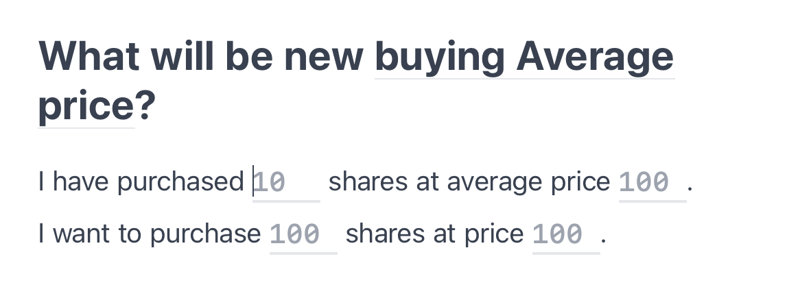 average buying price tool snapshot