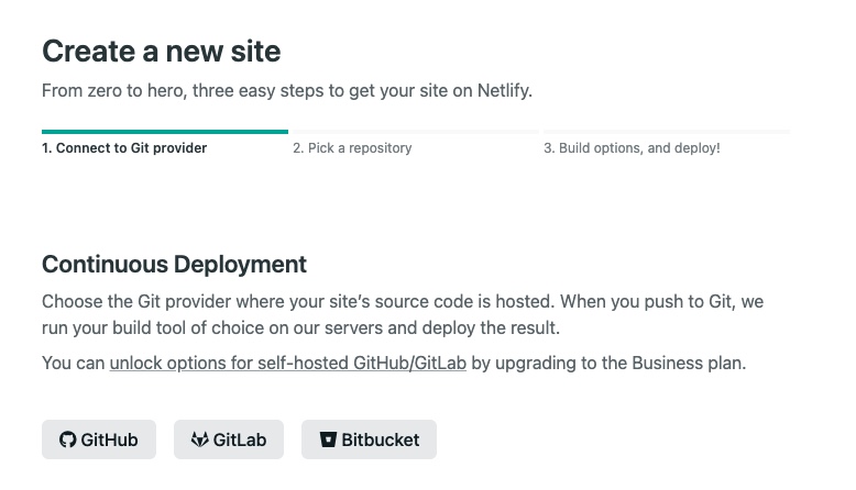 Crear nuevo sitio desde Git en Netlify