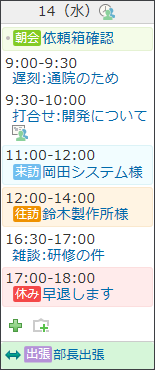 予定メニューのイメージ