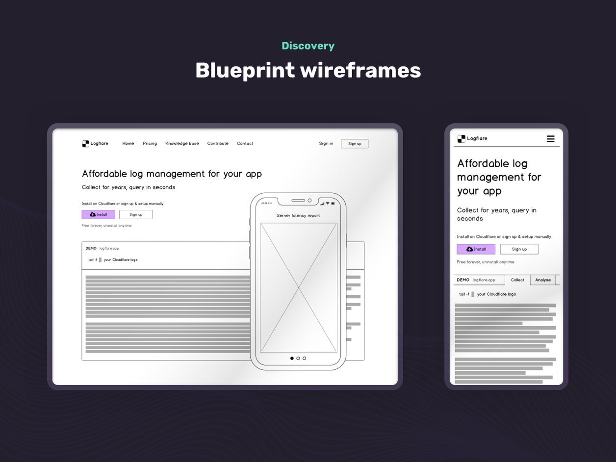 Wireframes and Low Fidelity Prototype - UI Design | Logflare