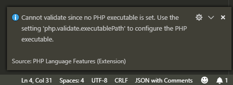 php validate error vs code