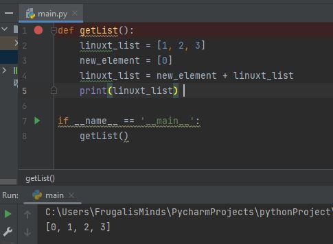 Python List Prepend using Concatenation Operator 
