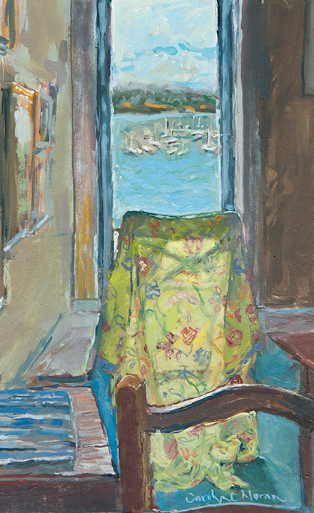 Dressing Gown and Boats gouache painting