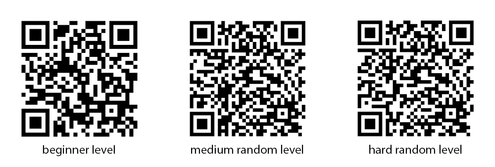 App Clip QR-Codes for beginner, medium-random and hard-random level of Tip Tap Color 2