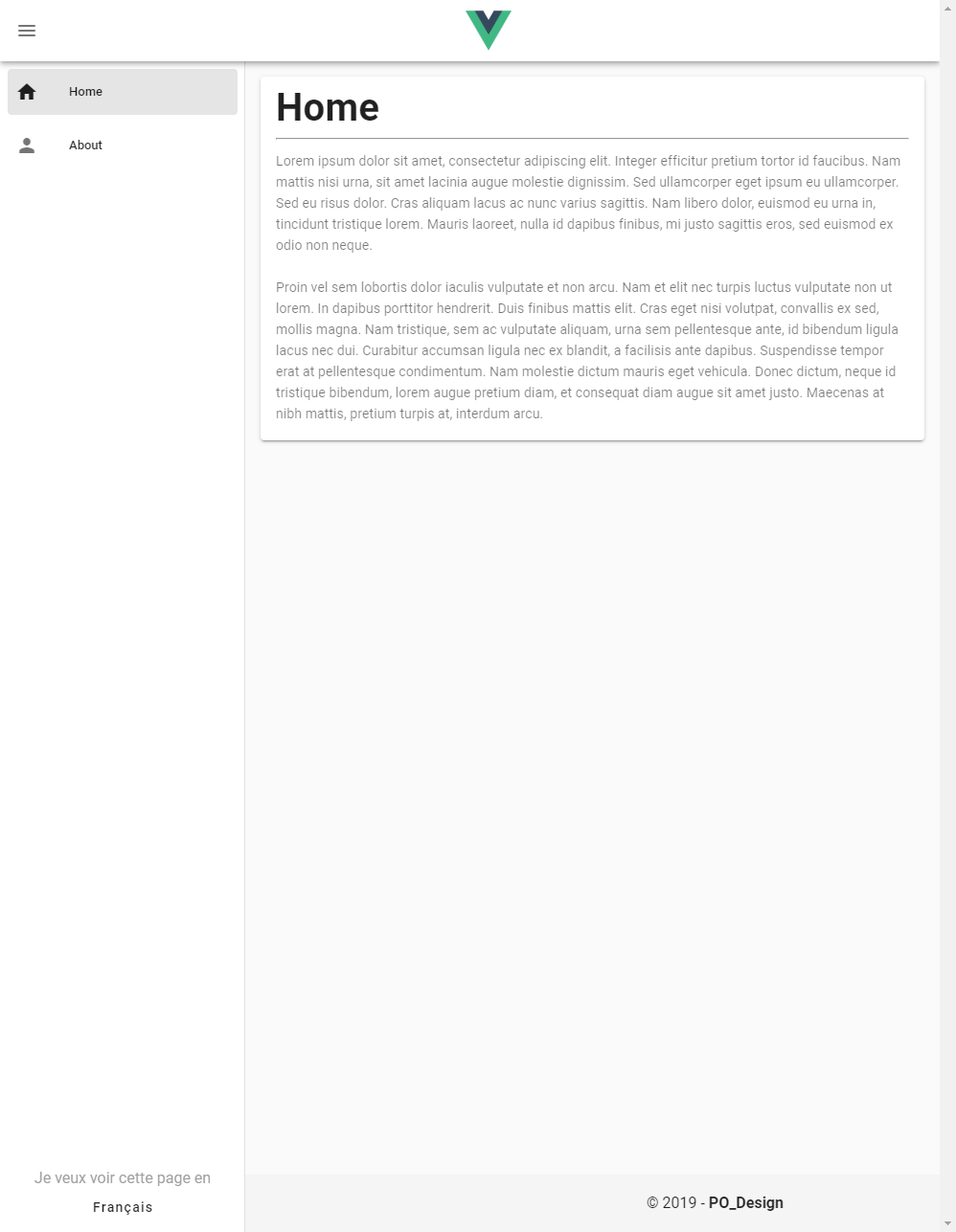 VueJS Template Screenshot