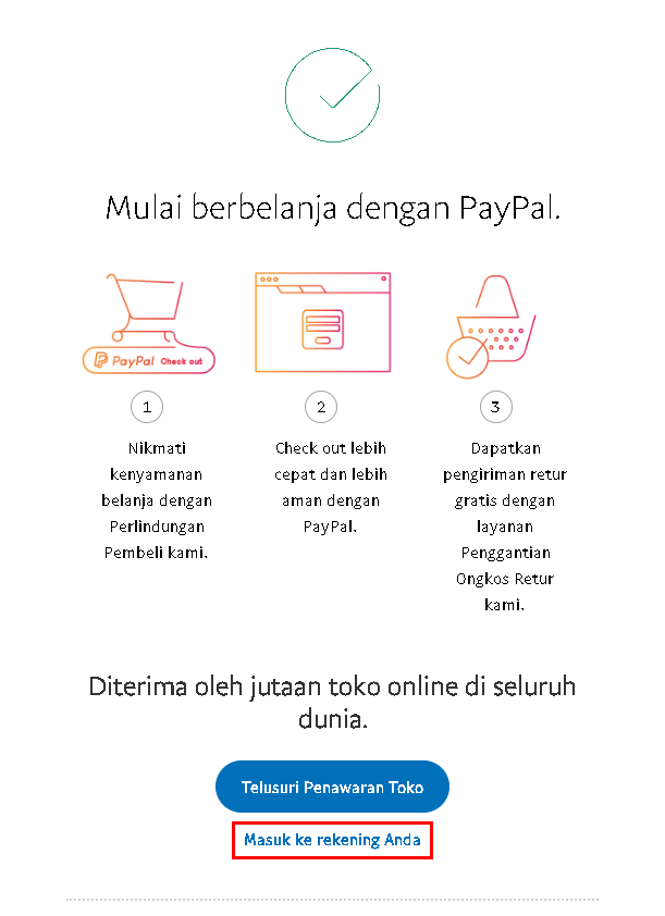 Mulai belanja dengan PayPal