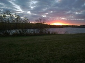 The sunset over the pond in our development.