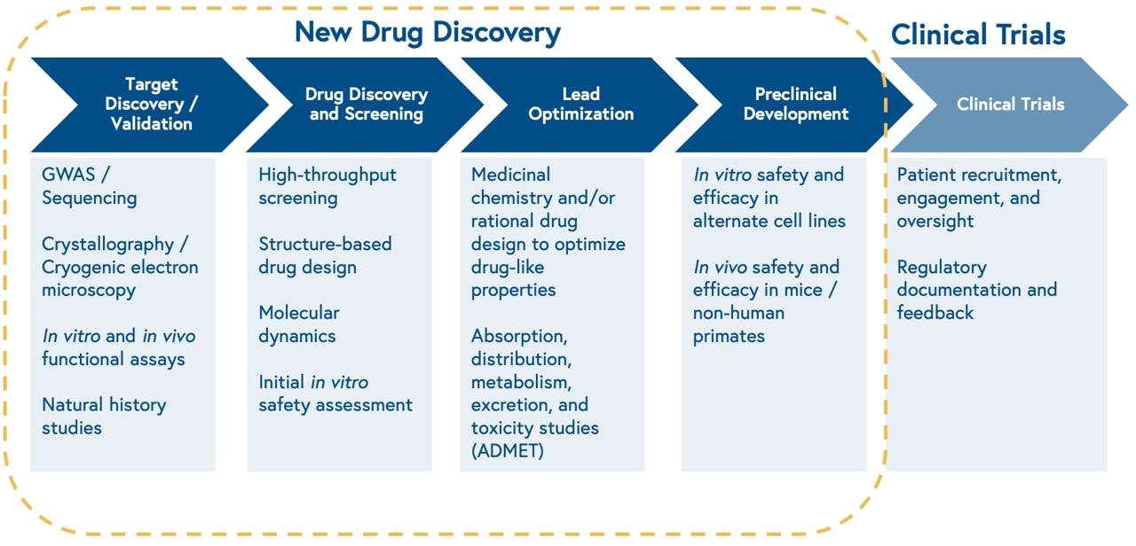 Chart explaining the process of drug discovery