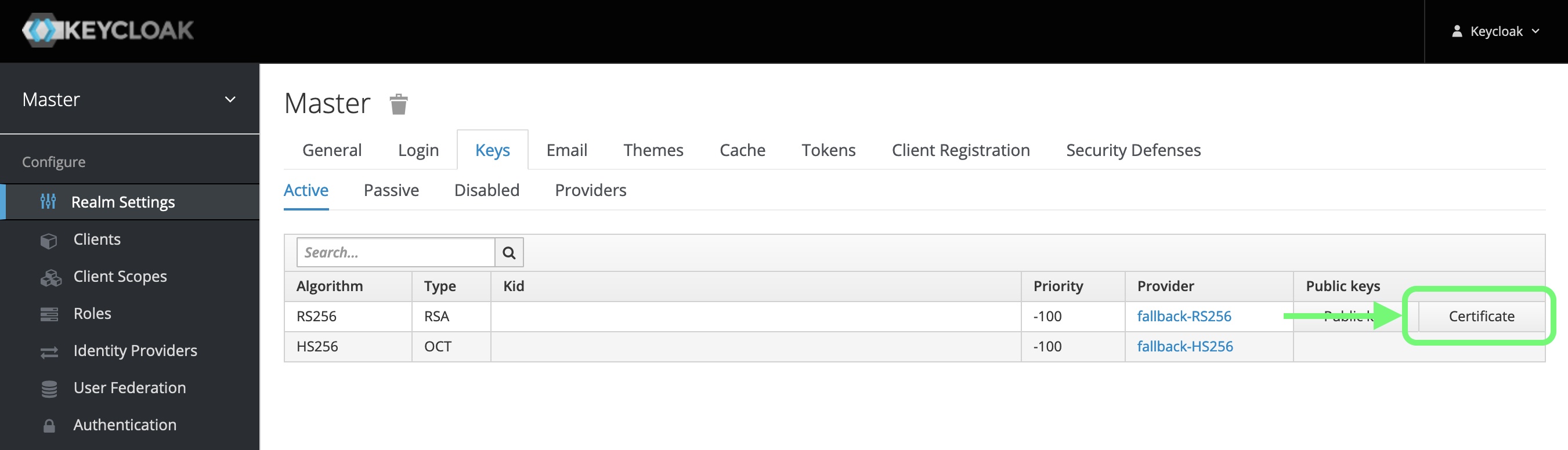 Get Keycloak Certificate