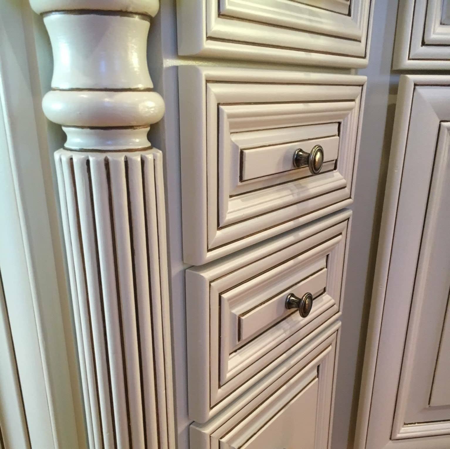 white painted vintage cabinets