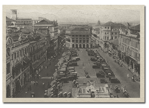 从渣打银行俯瞰莱佛士坊，1920年代