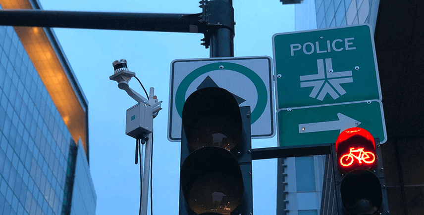 An ouster sensor at an intersection