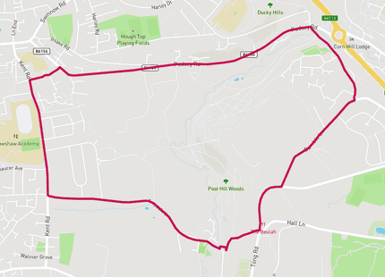 Pudsey and Tong 5km run route map card image