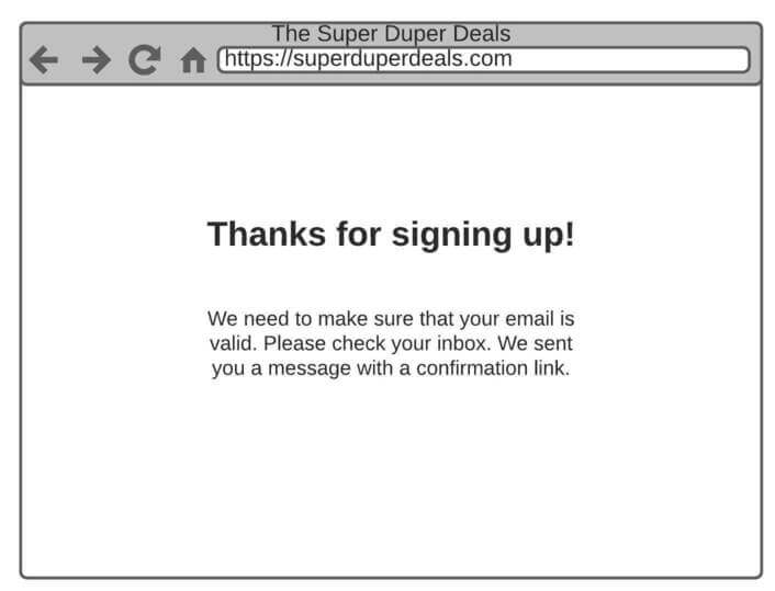 Account registration requiring email confirmation first.