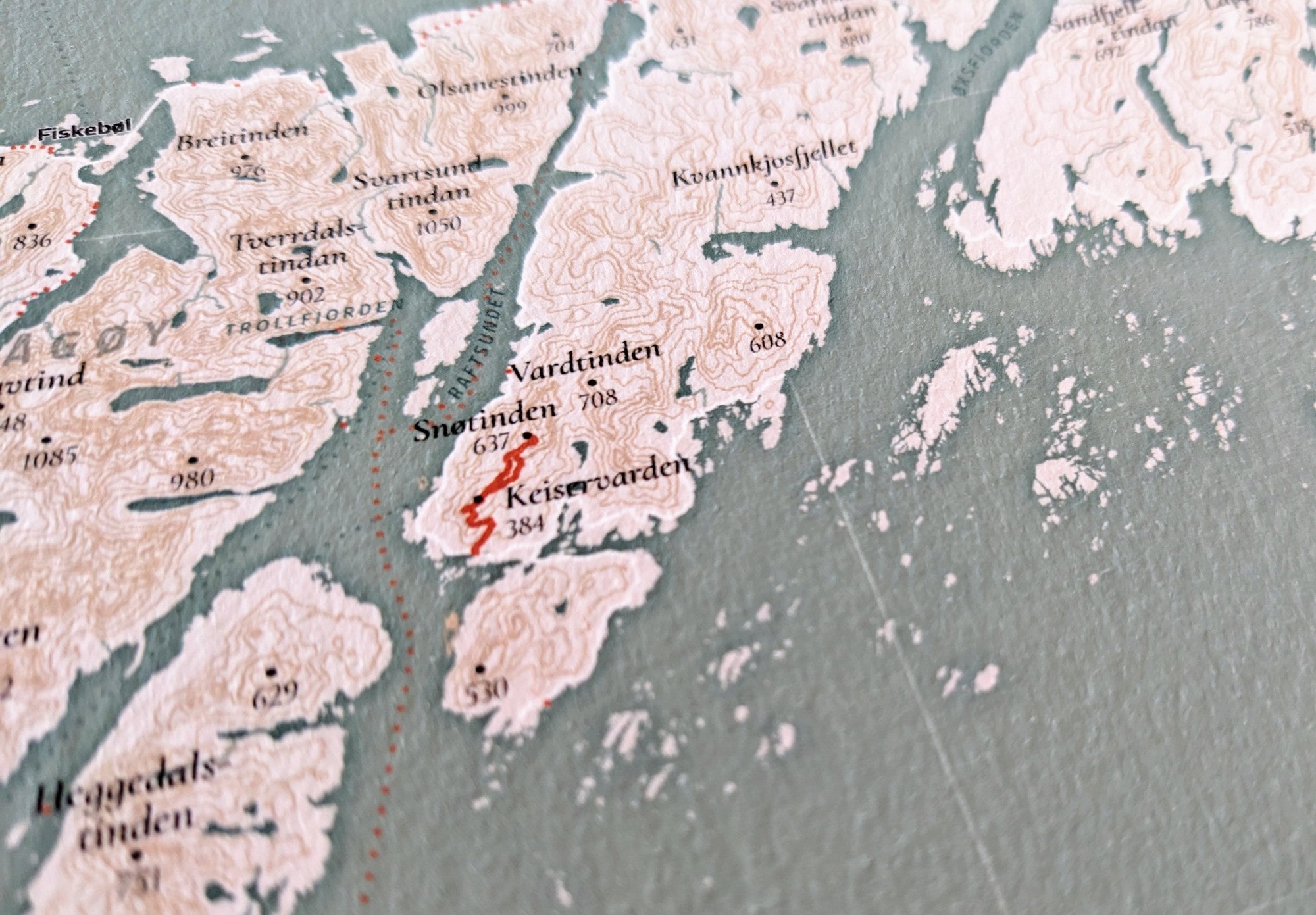 A close-up photo of the printed map