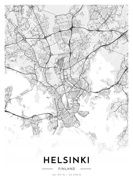 Helsinki city map poster