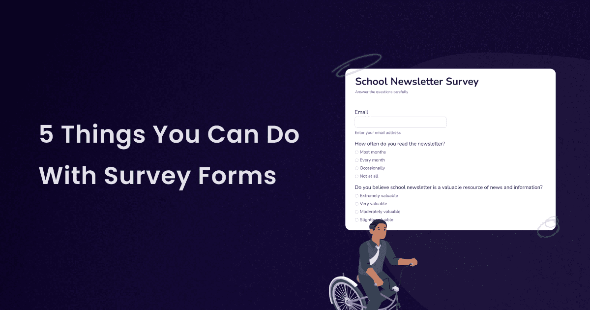 Hero image showing five things you can do with survey forms