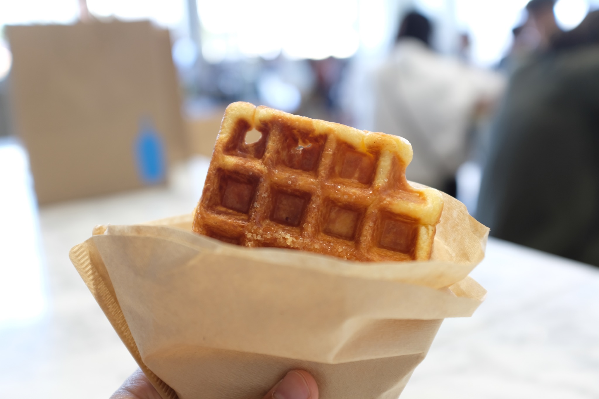 Warm waffle pairs nicely with a good coffee
