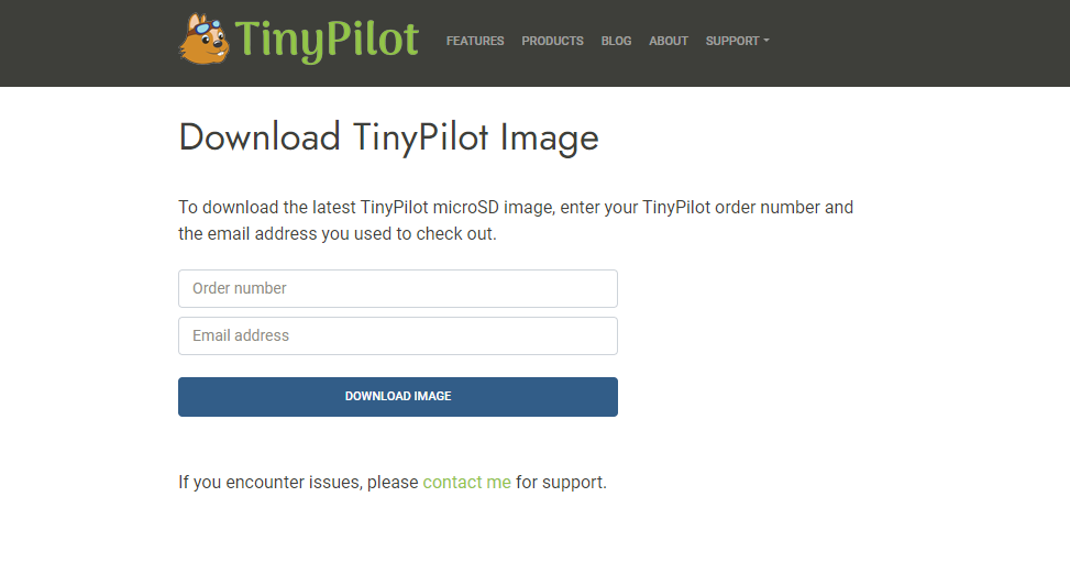 Screenshot of license check form on TinyPilot website