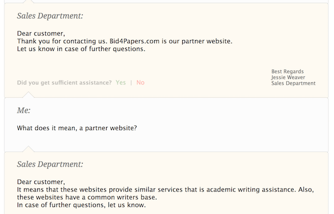 essayshark.com customer support confirms essayshark and bid4papers are the same company
