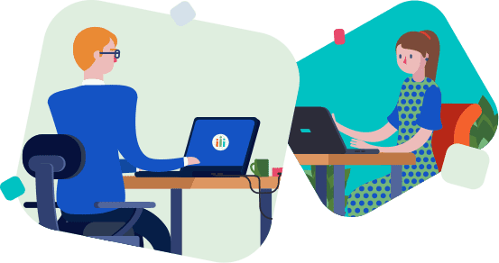 Man and woman at desk