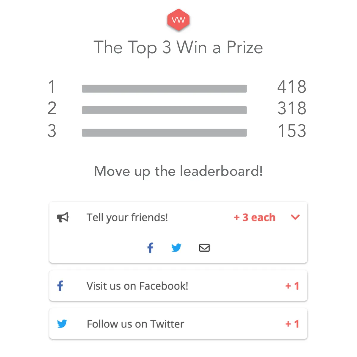 Leaderboard giveaway template example.