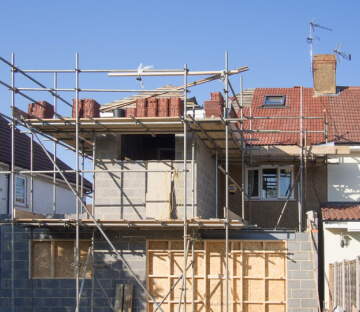 An extension on a semi-detached property in progress
