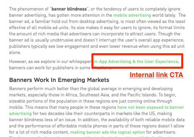 Internal link CTA