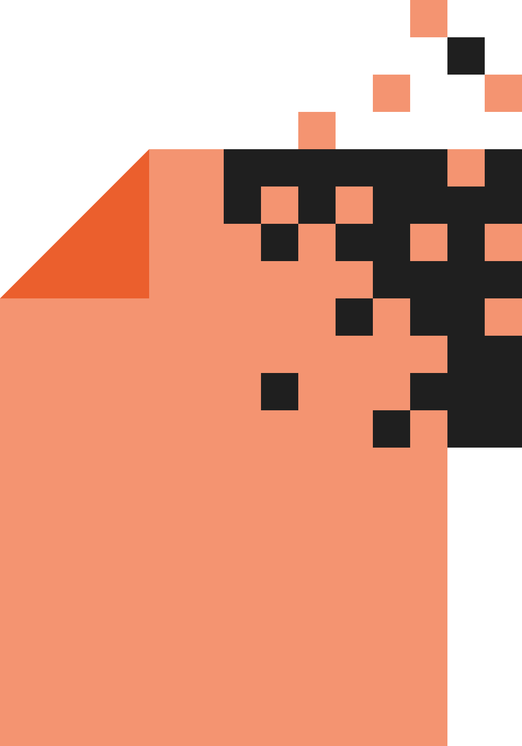 Paper icon representing a loan application dissolving into pixels
