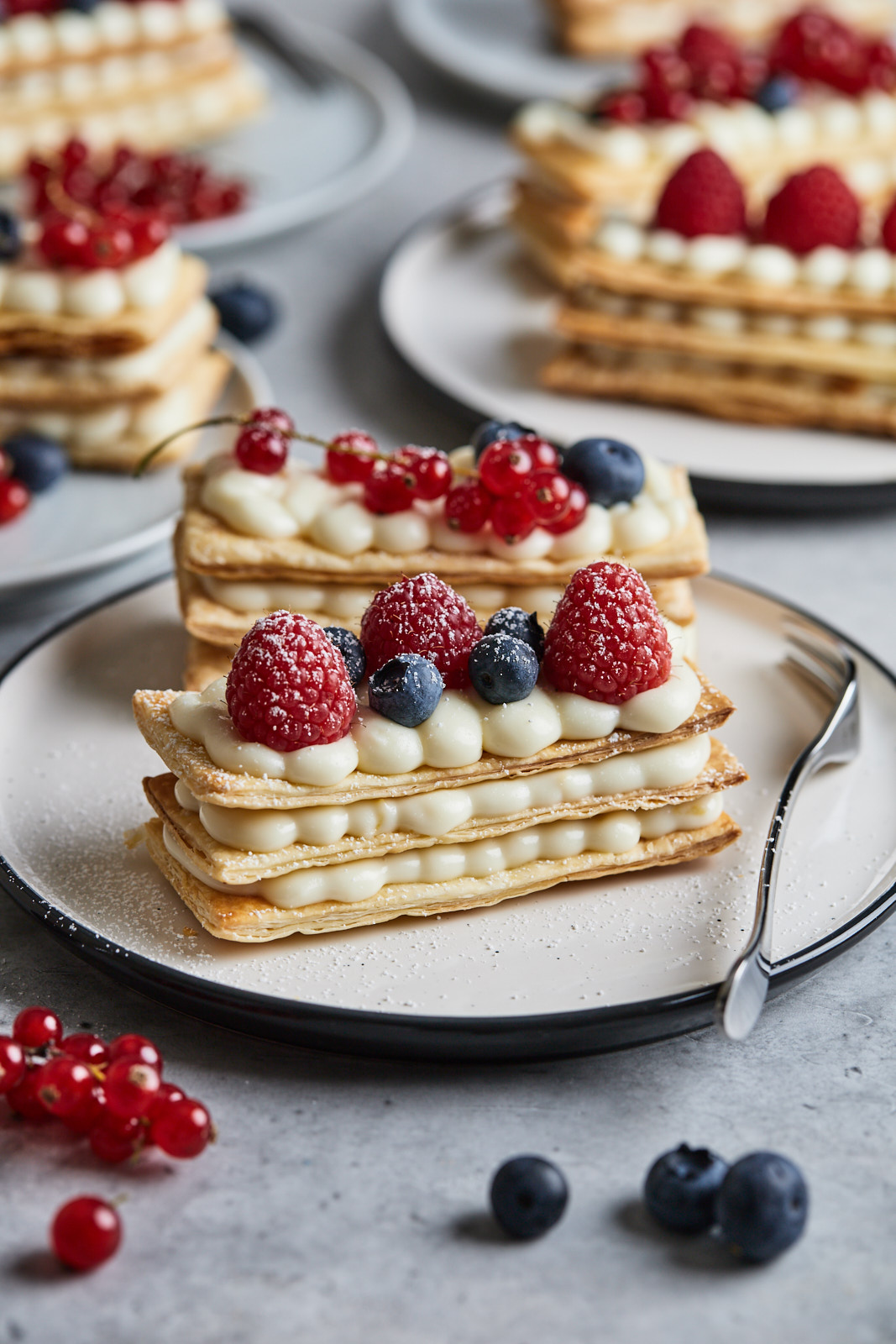 Berry and Creamy White Chocolate and Yogurt Mille Feuille
