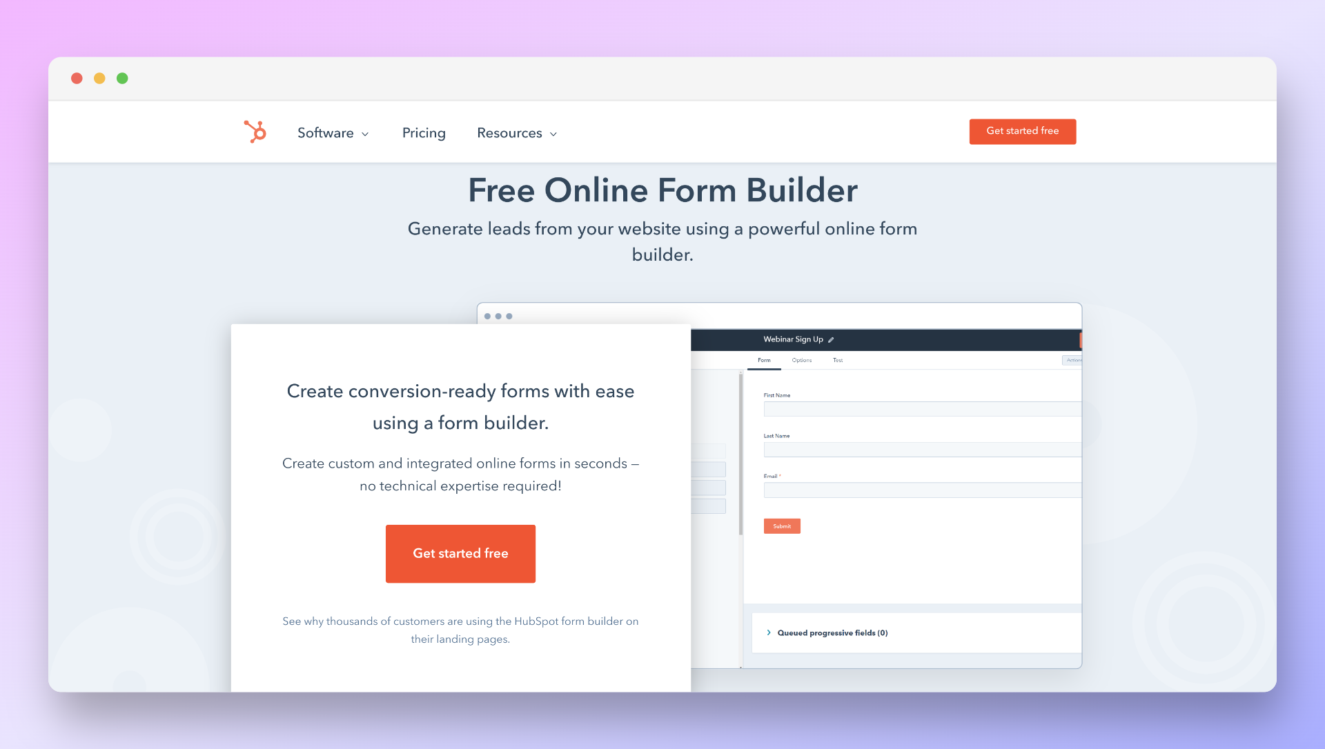 Hubspot forms landing page