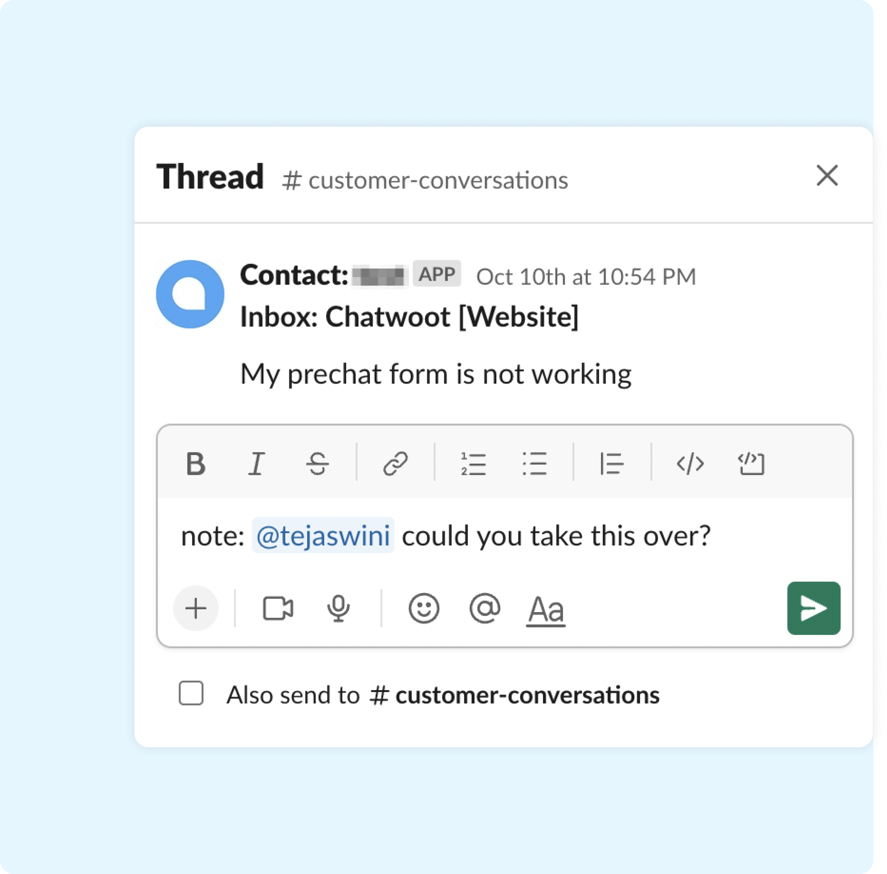 Create private notes from Slack